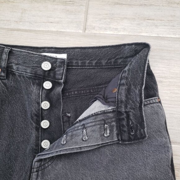 Pacsun High Rise Straight Jeans Women's Patchwork Color Panel Buttonfly Mom 26 - Picture 5 of 9